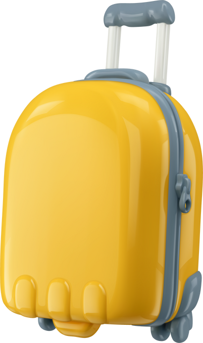 Cute yellow 3d suitcase